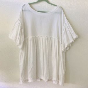 Free People White Cotton Tunic Top